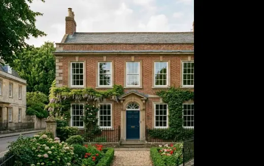 Period brick house with white sash windows