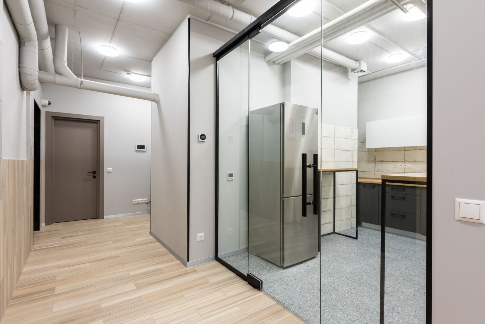 Black steel internal doors and fixed screens