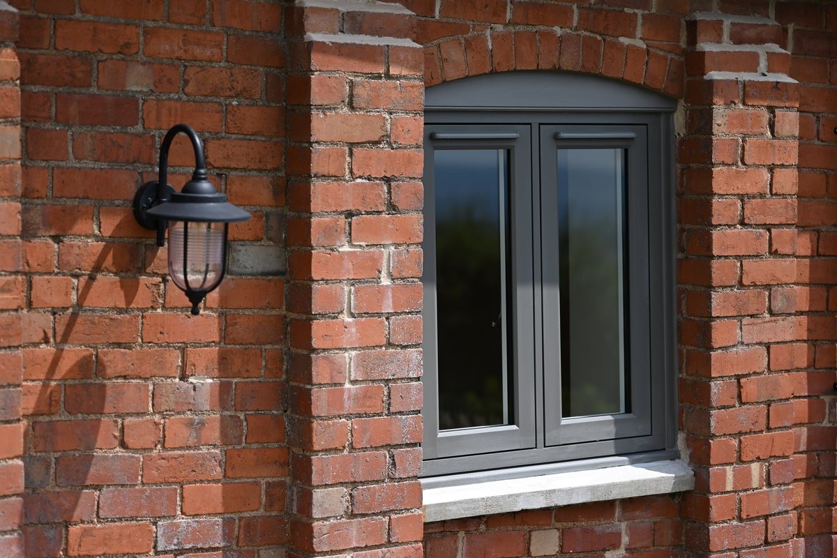 Flush windows on red brick